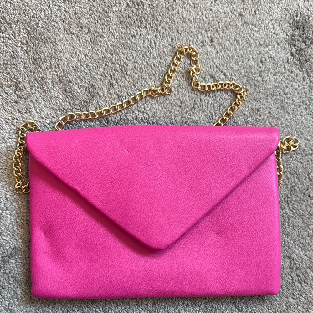 A New Day Pink Clutch with Gold Chain